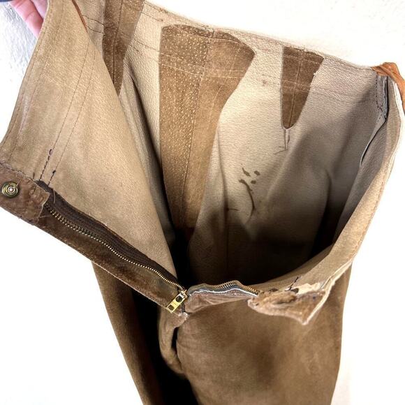 Vintage Genuine Suede Leather Pants Bootcut Tan Camel Hyde Western Women's 24 - Picture 7 of 7